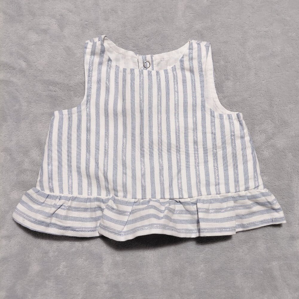 NwoT 0-3M Baby Cat & Jack Cotton Lined Metallic Thread Striped Ruffle Summer Top
